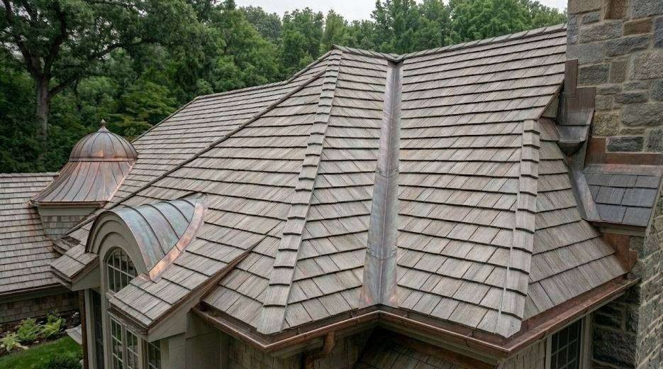 Cedar Shake Roof Copper Gutters Specialty Roofing Potomac MD | Cliffbrook Construction