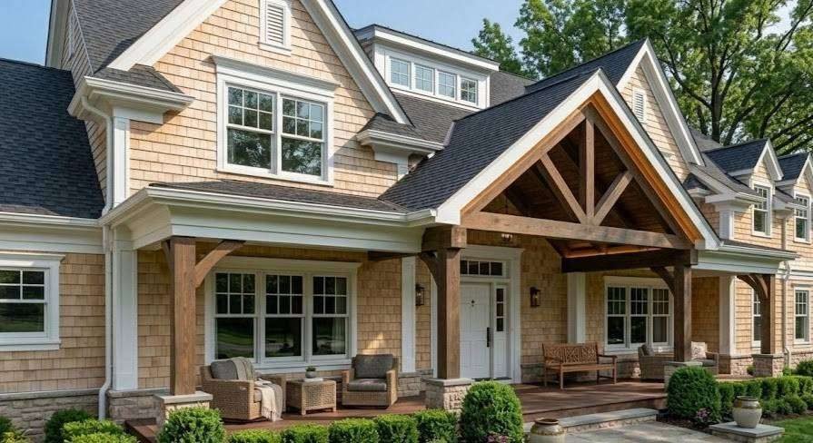 General Contractor Cedar Shake Siding Home Exterior Potomac MD | Cliffbrook Construction