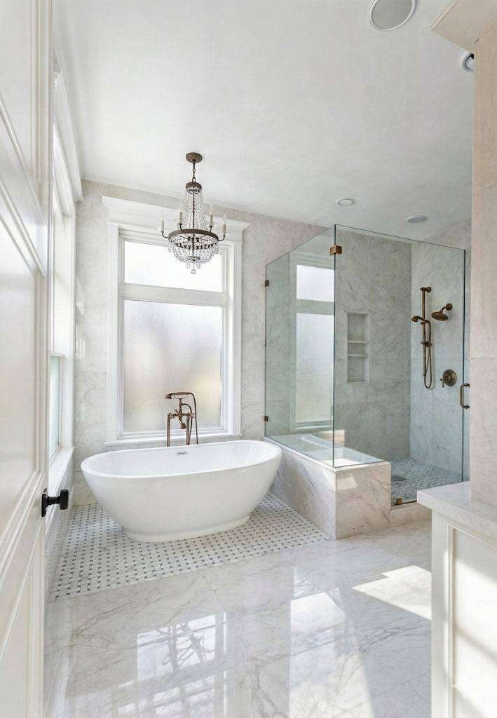 Luxury Bathroom Remodel Freestanding Tub Walk-In Shower Potomac MD | Cliffbrook Construction