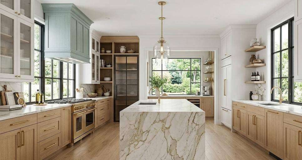 Luxury Kitchen Remodeling Marble Island Custom Cabinets Darnestown MD | Cliffbrook Construction
