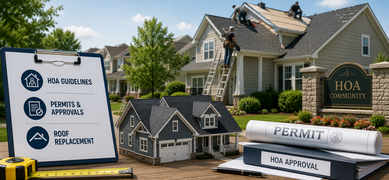HOA rules and roof replacement permits Montgomery County