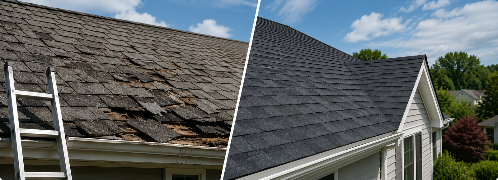 Roof repair vs replacement Maryland home shingle roof decision