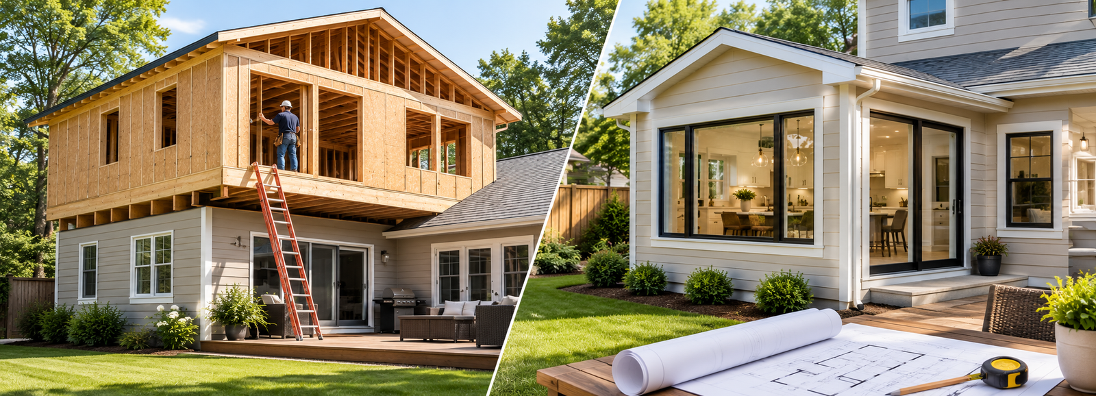 Second story addition vs bump-out comparison Montgomery County MD home expansion