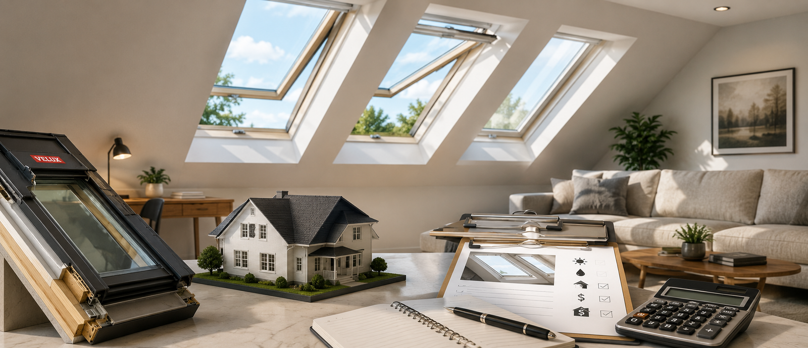 Velux skylight installation Montgomery County MD natural lighting roof window
